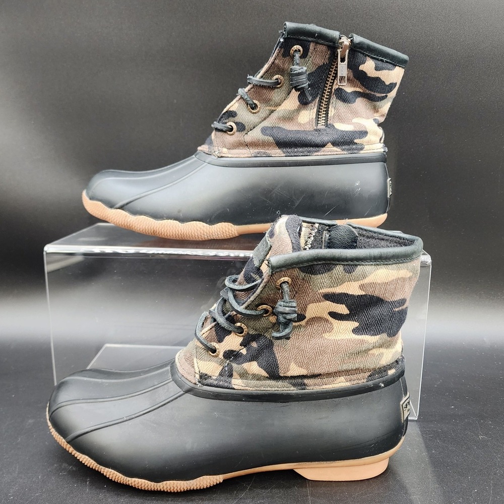 Sperry 7 Black Camo Saltwater Duck Boots Waterproof Rain‎ Snow Winter Gorpcore